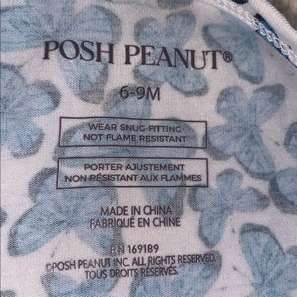 NWT Posh Peanut Ruffled Footie Nayeli 6-9M Blue Butterflies - Picture 8 of 9